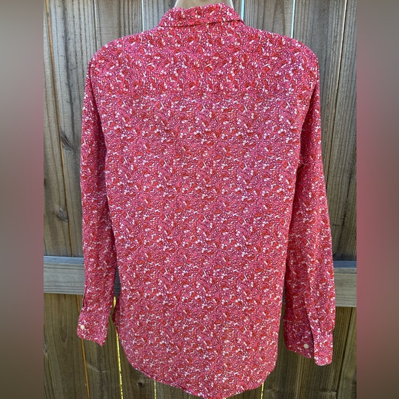 Gap Women’s Red Floral Button-Up Top (Medium) - Picture 4 of 6